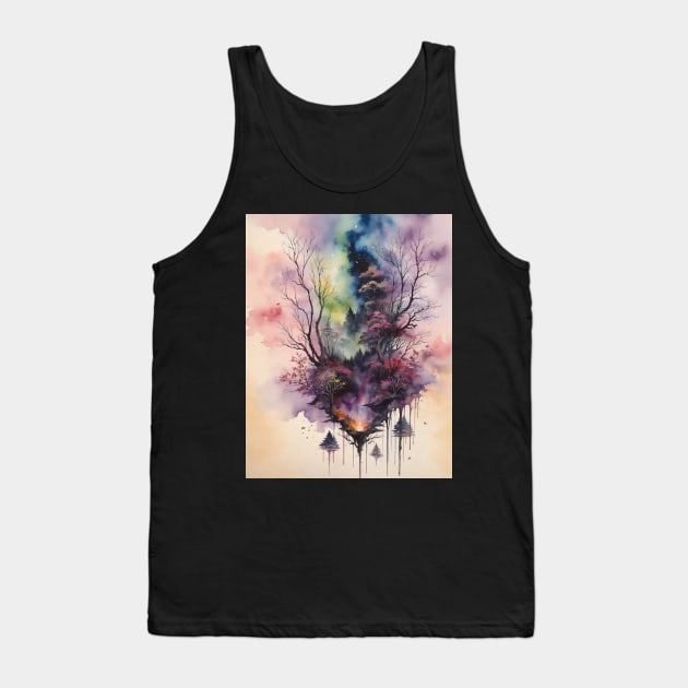 Nature Watercolor Painting Tank Top by Anik Arts